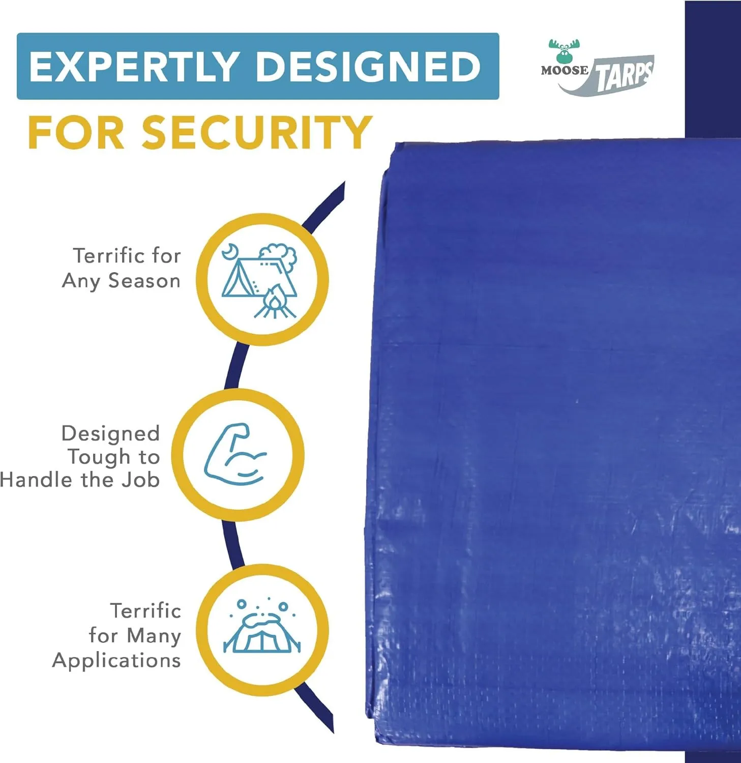 20' x 25' Waterproof Tarp, Medium Duty Reversible Blue/Silver, Multipurpose Indoor and Outdoor Tarps for Tents, Wood Cover, Furniture, Car, Boat, Pool, Tear Resistant, Blue