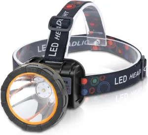 20W LED Headlamp Waterproof Headlight,Superbright Rechargeable Head Lamps with 2 Modes Mining Headlight Flashlight Torch for Hunting Camping Fishing Outdoor (Yellow Light)