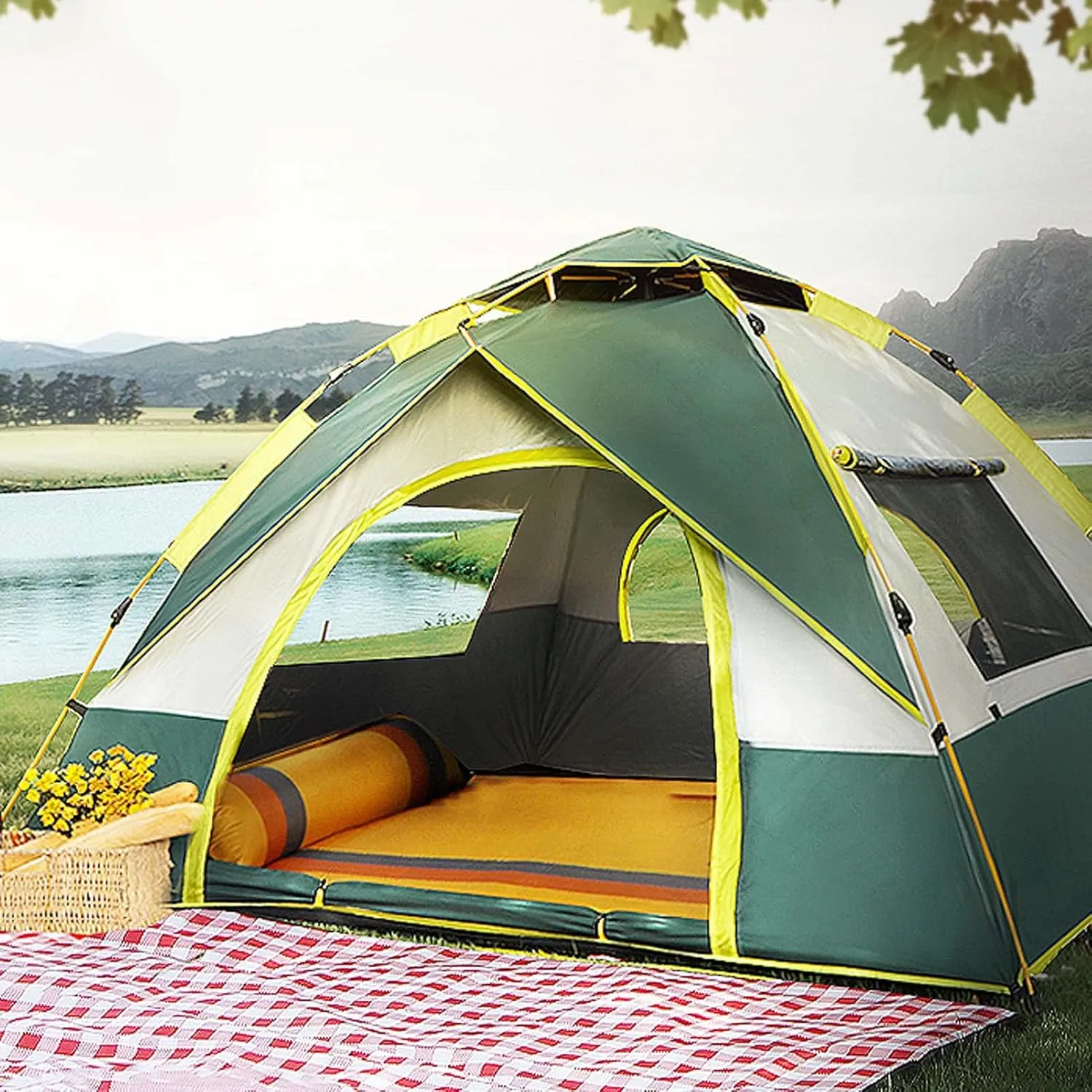 2/3/4 Person Camping Dome Tent 83x79x53 inch, Instant Pop Up Tent for Camping, Ultralight Dome Tent, 4 Person Instant Camping Tent with Removable Rain Fly, 60 Seconds Set Up Tents