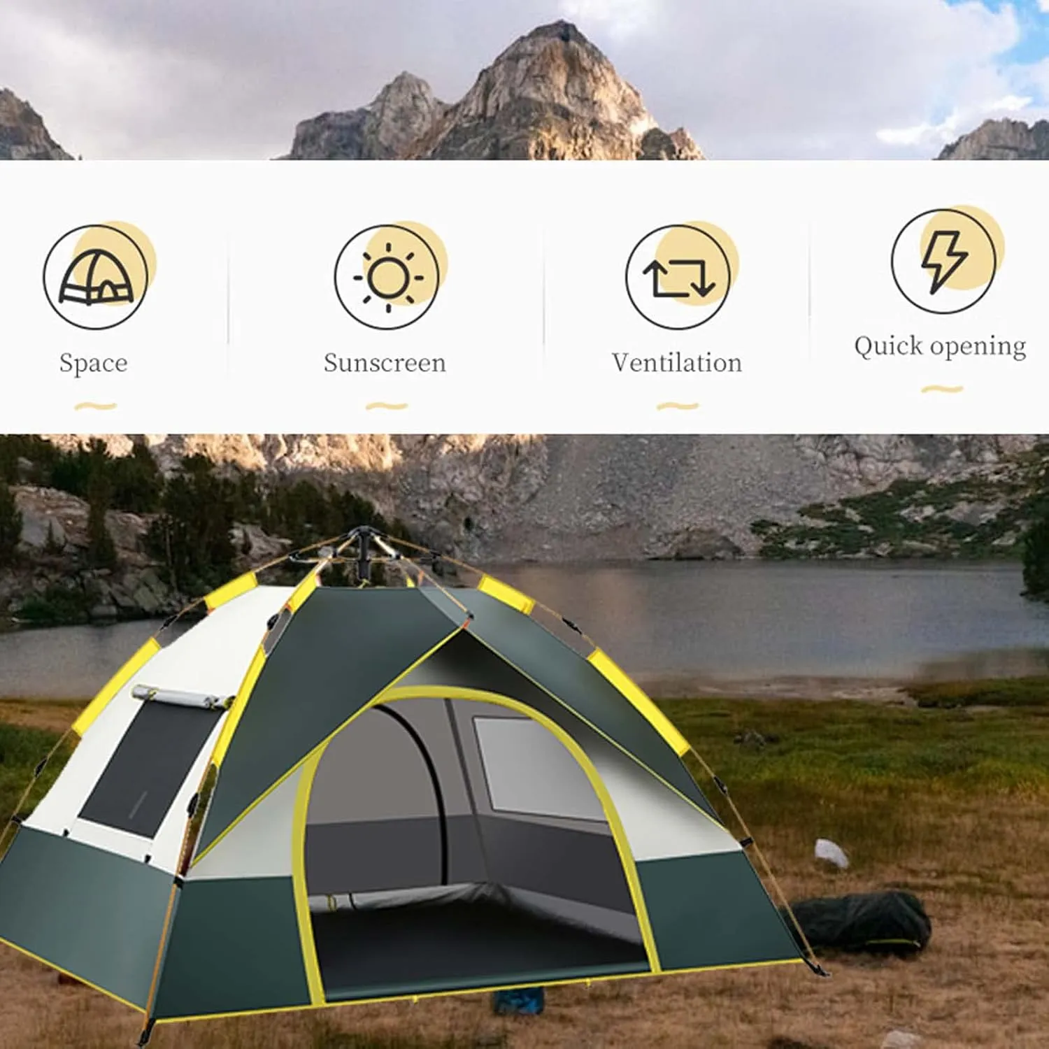 2/3/4 Person Camping Dome Tent 83x79x53 inch, Instant Pop Up Tent for Camping, Ultralight Dome Tent, 4 Person Instant Camping Tent with Removable Rain Fly, 60 Seconds Set Up Tents