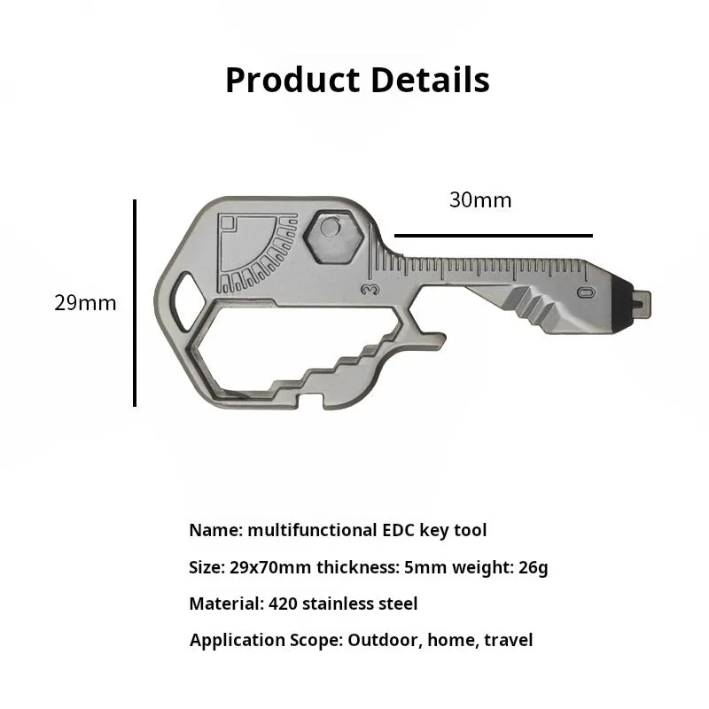 24-in-1 Multi Tool Keychain  Stainless Steel EDC Key Tool, Pocket Gadget for Outdoor, Camping, Survival, Repair