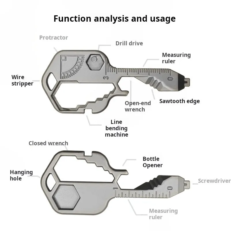 24-in-1 Multi Tool Keychain  Stainless Steel EDC Key Tool, Pocket Gadget for Outdoor, Camping, Survival, Repair