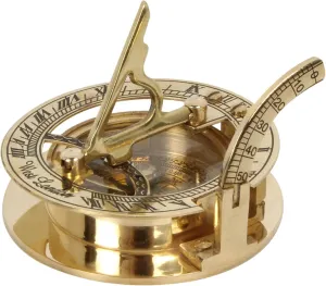 2.5" Solid Brass Sundial Compass Round Traveler Gift Nautical Collectibles Pirate Navigation Sun Dial