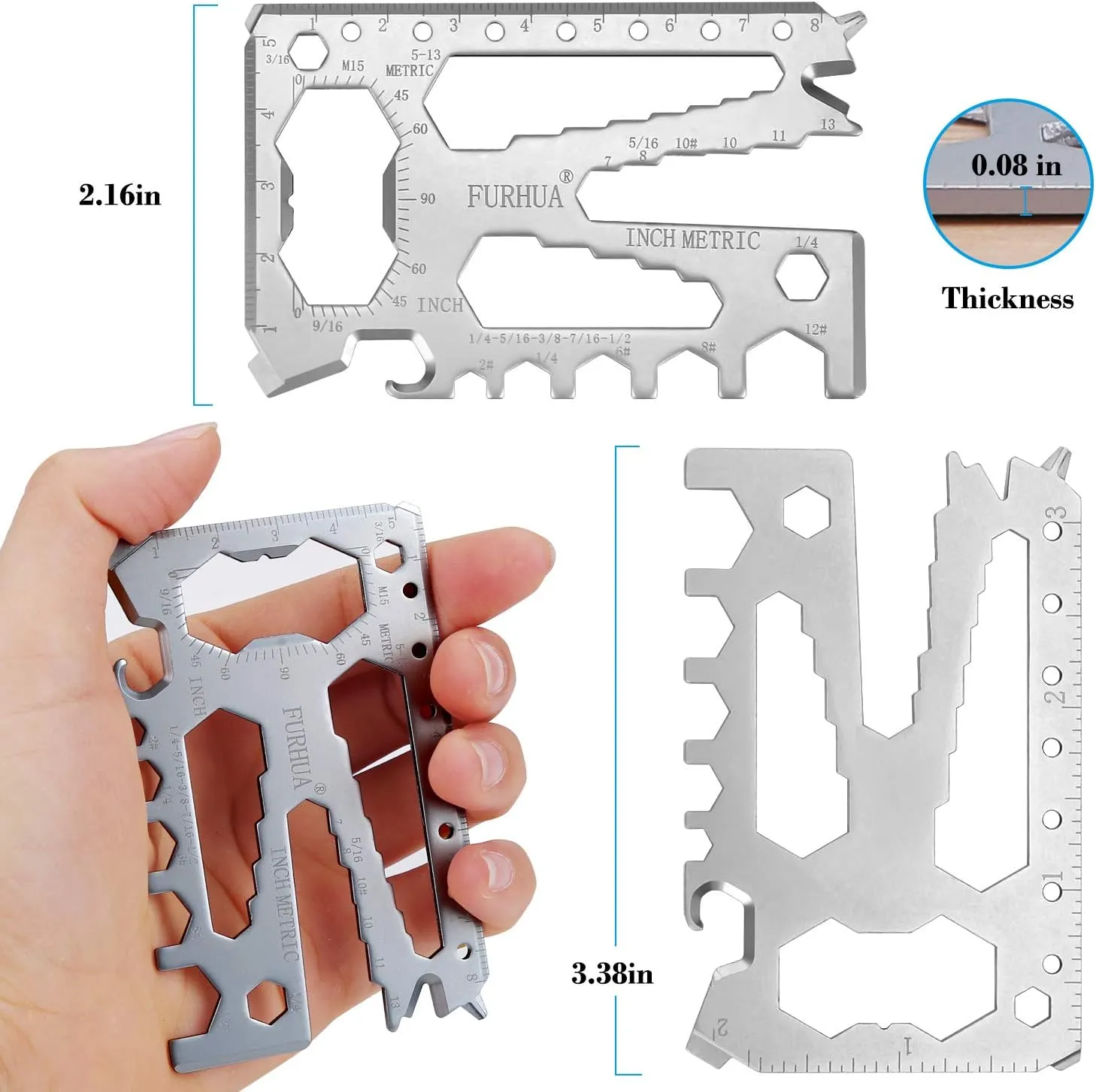 2Pack Multitool Credit Card Sized Pocket Tool, 42-in-1 Wallet Multi Tool Card,thicker and harder, Gifts for Dad, Husband, Men - Bottle Opener, Cord Cutter, Screwdriver, Ruler, Scraper etc