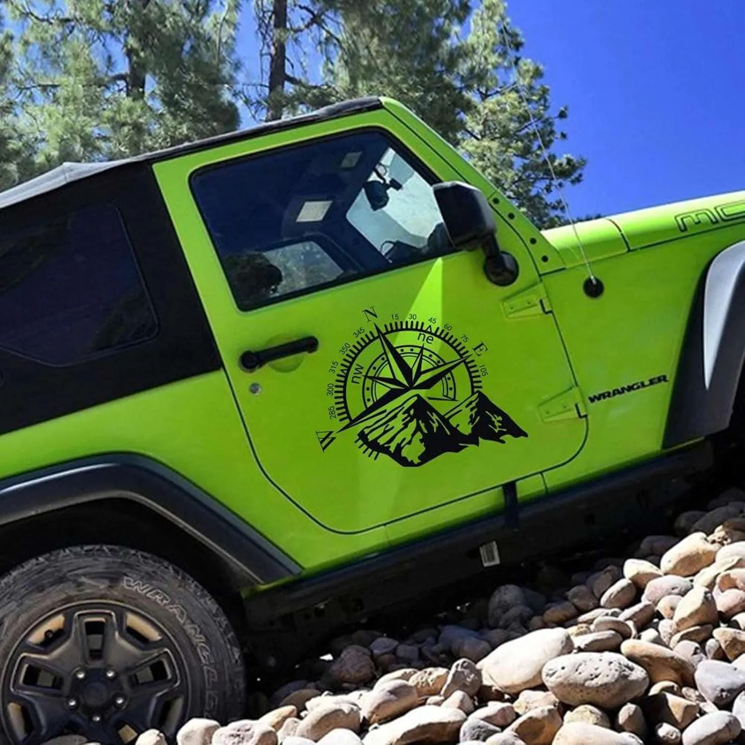 2Pcs Car Door Side Stickers Vinyl Film Auto Decoration Compass Decal Waterproof SUV Styling