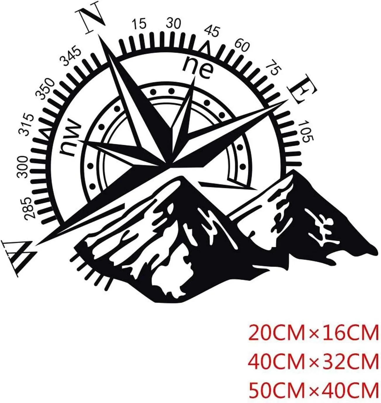 2Pcs Car Door Side Stickers Vinyl Film Auto Decoration Compass Decal Waterproof SUV Styling