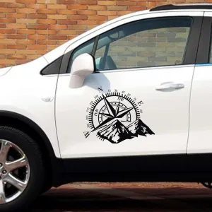 2Pcs Car Door Side Stickers Vinyl Film Auto Decoration Compass Decal Waterproof SUV Styling