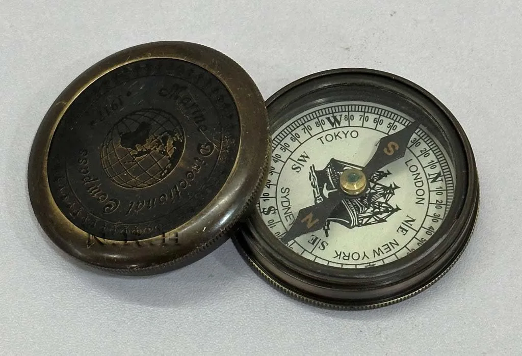 2" Brass Pocket Grade Compass, Pocket Survival Compass, Waterproof Hiking Compass,Engraved Compass - Survival Hiking Gear for Women and Men