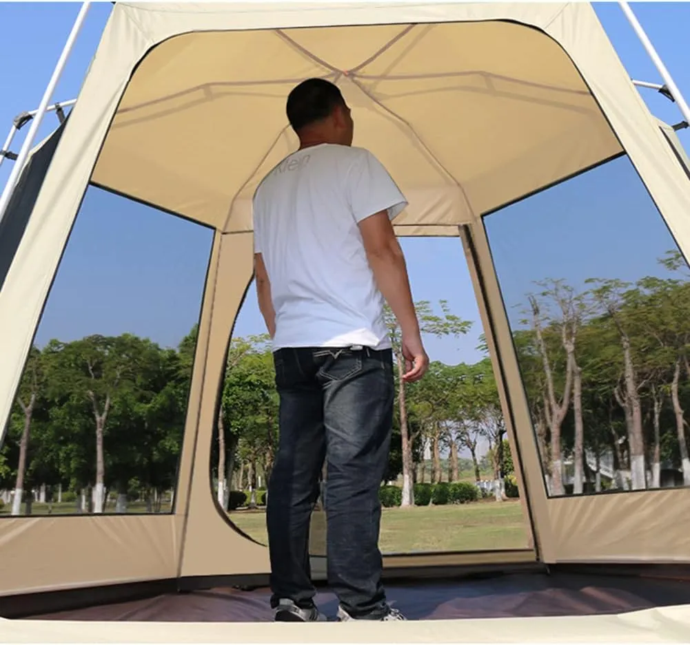 3-4 Person Automatic Tent with Porch Camping Pop Up Tent with 2 Door and 2 Windows Double Layer Instant Family Tent for Camping Outdoor Hiking, Red