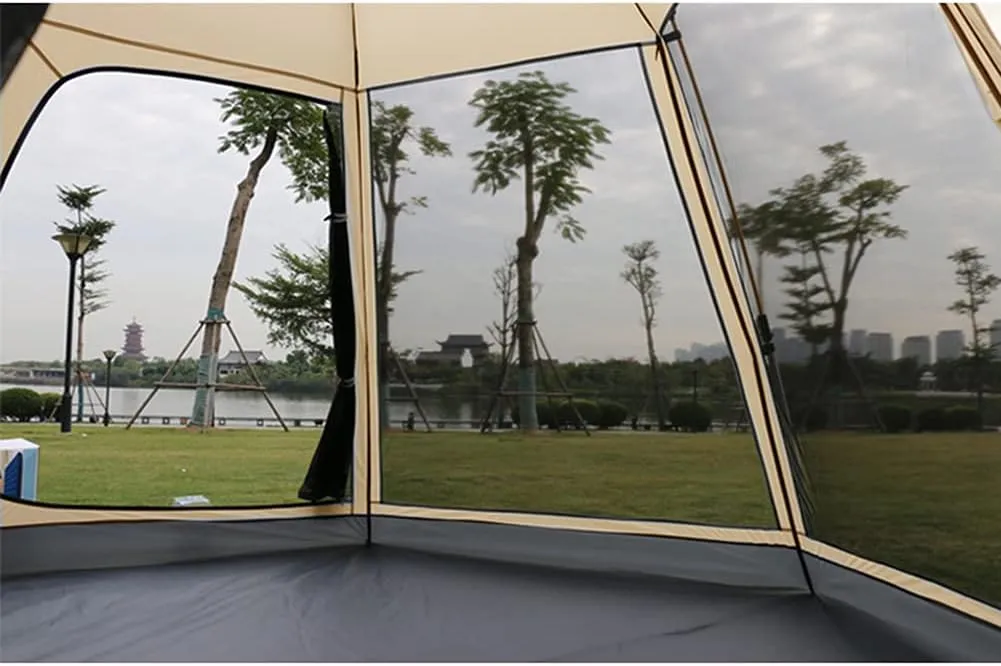 3-4 Person Automatic Tent with Porch Camping Pop Up Tent with 2 Door and 2 Windows Double Layer Instant Family Tent for Camping Outdoor Hiking, Red