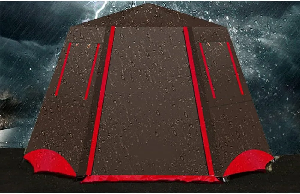 3-4 Person Automatic Tent with Porch Camping Pop Up Tent with 2 Door and 2 Windows Double Layer Instant Family Tent for Camping Outdoor Hiking, Red