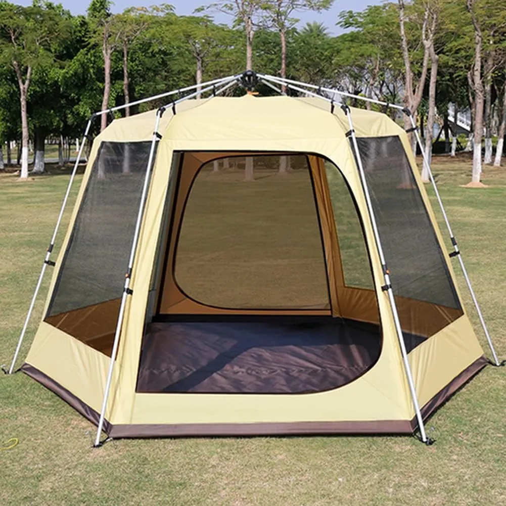 3-4 Person Automatic Tent with Porch Camping Pop Up Tent with 2 Door and 2 Windows Double Layer Instant Family Tent for Camping Outdoor Hiking, Red