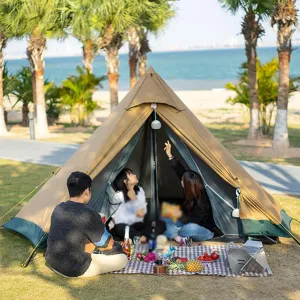 3-4 Person Camping Tent 4 Seasons Tipi Hot Tent Easy Up, Height 1.6-1.9m, Diameter 3.2m, for Wood Buring Stove Bushcraft Family Camping Hunting Fishing