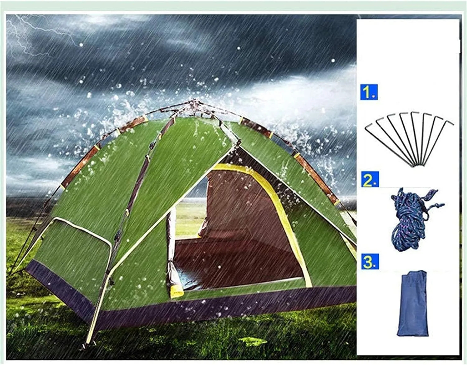 3-4 Person Camping Tent 60 Seconds Set Up Tent Waterproof Pop Up Outdoor Sports Tent Camping Sun Shelters Instant Cabin Tent Advanced Venting Design