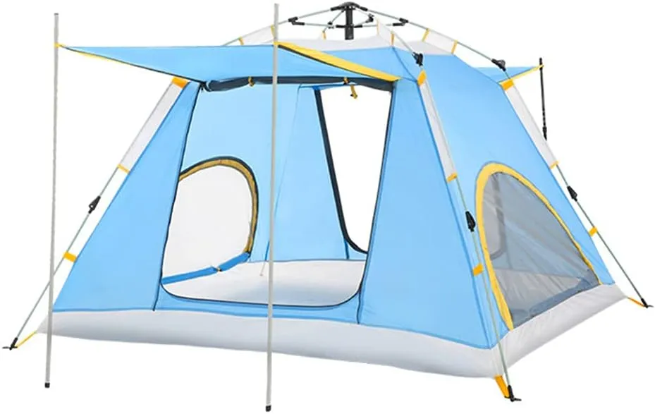 3-4 Person Pop Up Tent Lightweight Instant Pop Up Tent Auto Open Double Layer Portable Automatic Tent Family Camping Tent with Porch