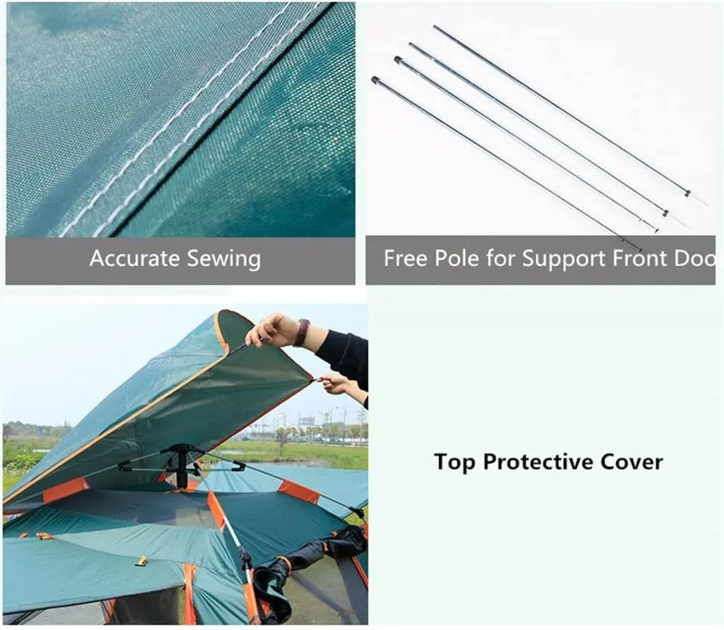 3-4 Person Quick Automatic Opening Outdoor Camping Tent Family Tourist Tent Large Space Sun Shelter Tents(Size:240x240x154cm)