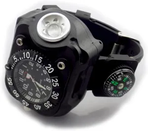 3 in 1 Bright Watch Light Flashlight with Compass Outdoor Sports Mens Fashion Waterproof LED Rechargeable