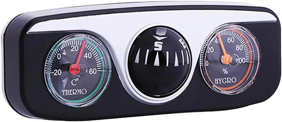3 in 1 Guide Ball Car Compass Thermometer Hygrometer Car Ornaments Car Styling Interior Accessories for Auto Boat Vehicles