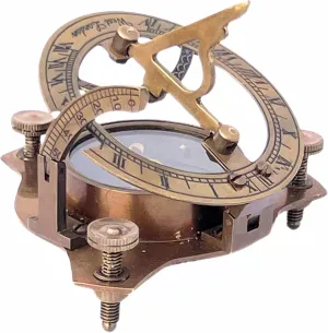 3 Inch Antique Brass Sundial Compass Marine Fully Functional Handmade Collectible for Solo Travellers Hikers Trekking Home Decor by New Lite Hub. Antique