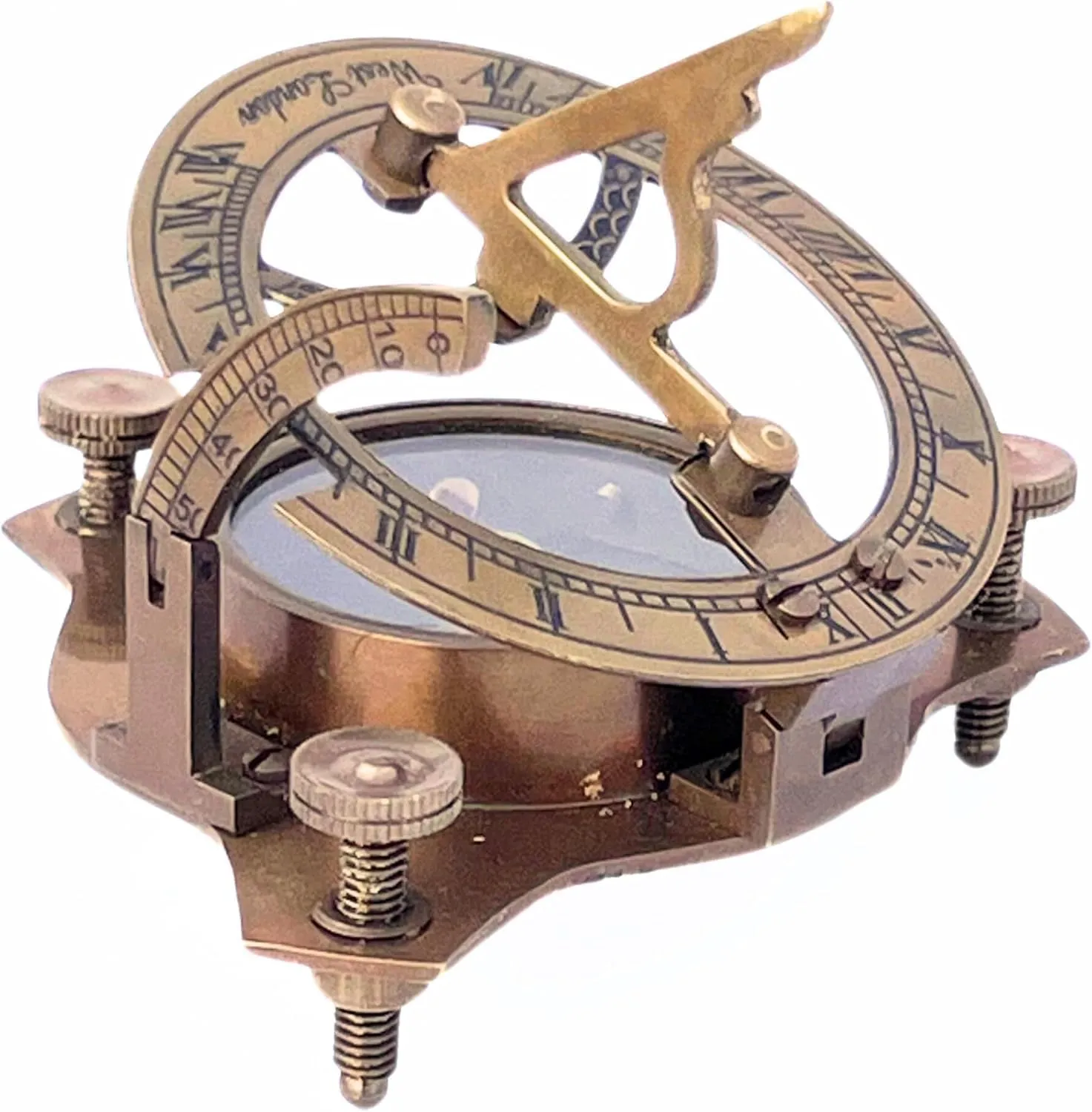 3 Inch Antique Brass Sundial Compass Marine Fully Functional Handmade Collectible for Solo Travellers Hikers Trekking Home Decor by New Lite Hub. Antique