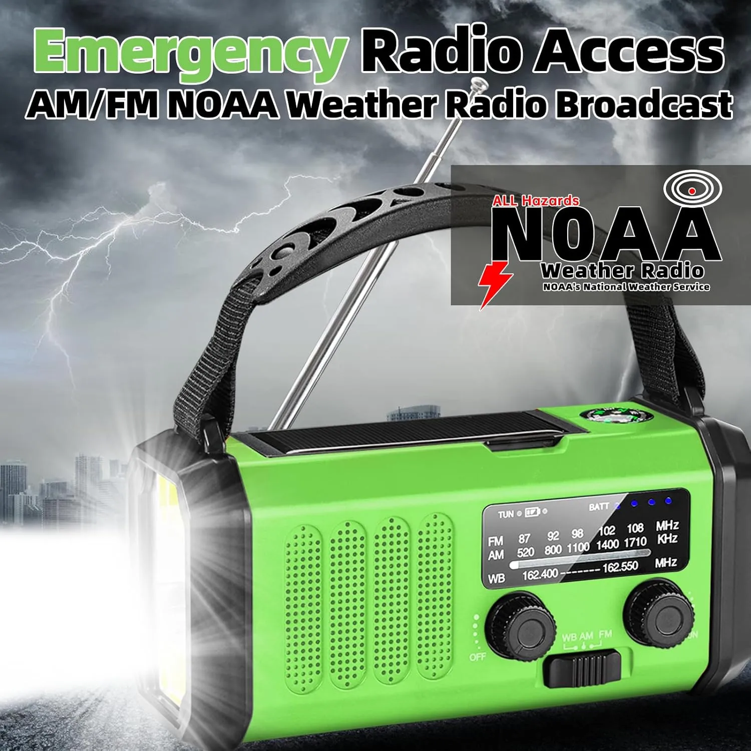 37000mWh Emergency Hand Crank Radio AM/FM with LED Flashlight Solar Radio, Portable Weather Radio, Emergency Cell Phone Charger for Family Outdoor Camping and Emergency Rescue Us