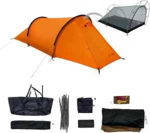 3F UL Gear 1/2 Person Ultralight Camping Tent- Windproof Category 7~8 - Rainproof Groundsheet(PU8000mm )- 3/4 Season Tent with Expanded Foyer for Outdoor Hiking Mountaineering Travel