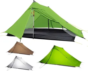 3F UL Gear LanShan pro Tent, 1 Person / 2 Person Outdoor Ultralight Camping Tent, 3-Season or 4-Season Professional Backpacking Ten, for Camping, Hiking, Trekking (Green-2 Person, 4 Season)