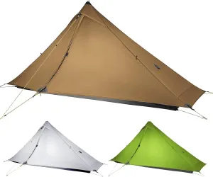 3F UL Gear LanShan pro Tent, 1 Person / 2 Person Outdoor Ultralight Camping Tent, 3-Season or 4-Season Professional Backpacking Ten, for Camping, Hiking, Trekking (Khaki-1 Person, 3 Season)