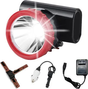 3W Mining Headlamp Rechargeable, Anti Explosion Coal Miner Head Light, LED Mining IPX8 Waterproof Hard Hat Headlight Coal Gear, White & Warning Light, 350 Lumen(11,000LUX)