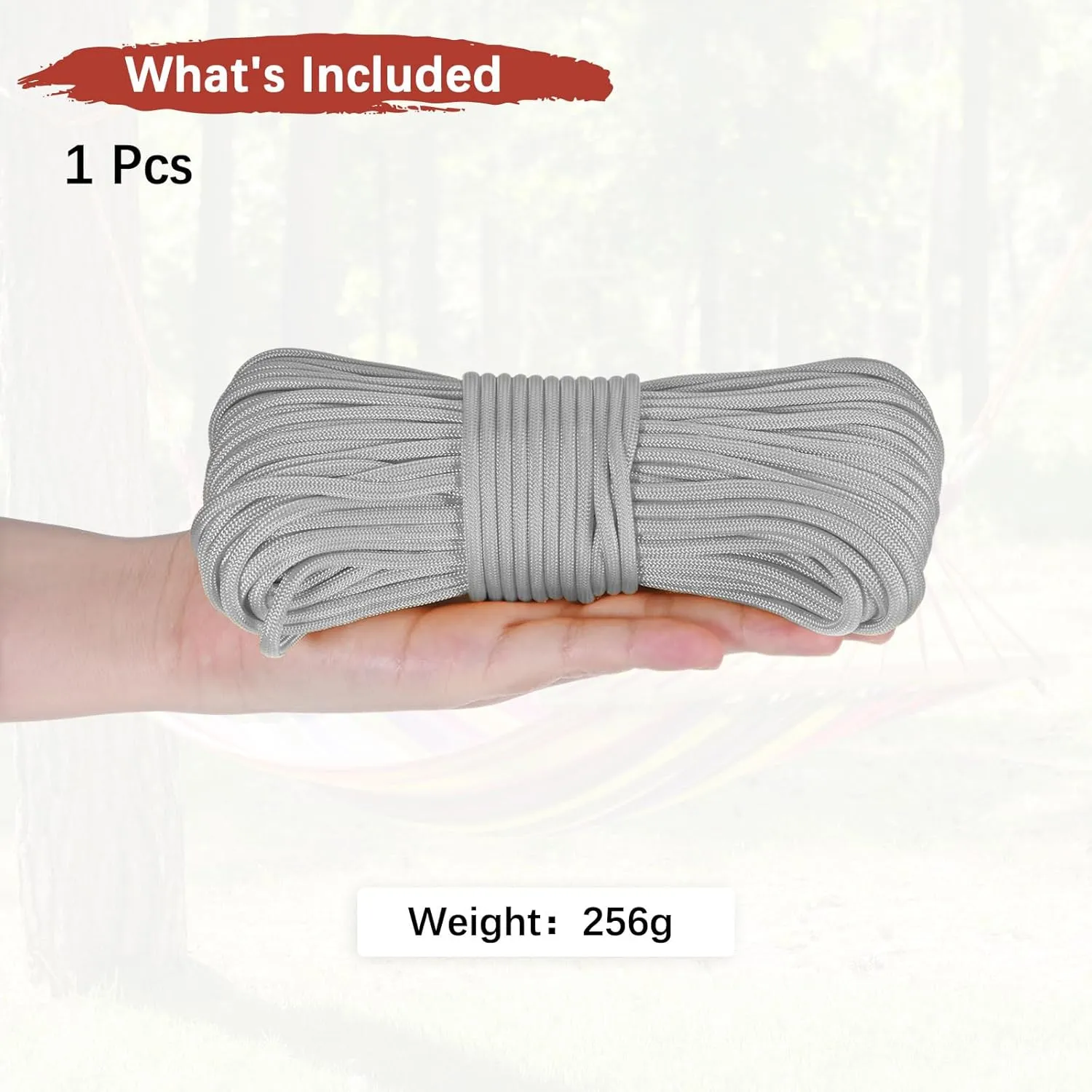 4 mm 102FT Guyline Camping Paracord [1PCS] - Guy Lines Ultralight Thin Cord Rope 7 Strands Paracord 550LB Use for Camping Tents & Tarps & Hiking - [Gray]