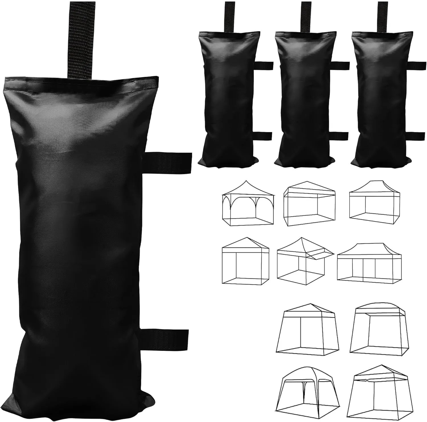 4 Pack(Black) 112 LBS Luma shades Sand Bags Weights for Canopy Weight Bag，Outdoor Gazebo Advertising Tent Sunshade Windproof sandbag Bag for Pop up Canopy Tent (Without Sand)