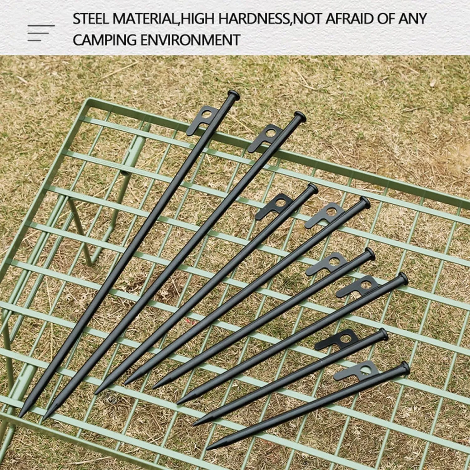 4 Pcs Heavy Duty Tent Peg Lengthen Steel Outdoor Tent Stakes Ground Stakes for Canopies Camping Hiking Beach