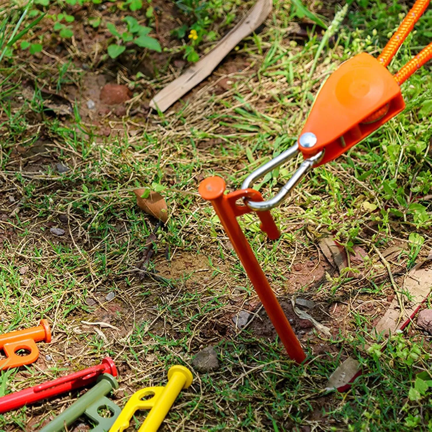 4 Pcs Heavy Duty Tent Peg Lengthen Steel Outdoor Tent Stakes Ground Stakes for Canopies Camping Hiking Beach