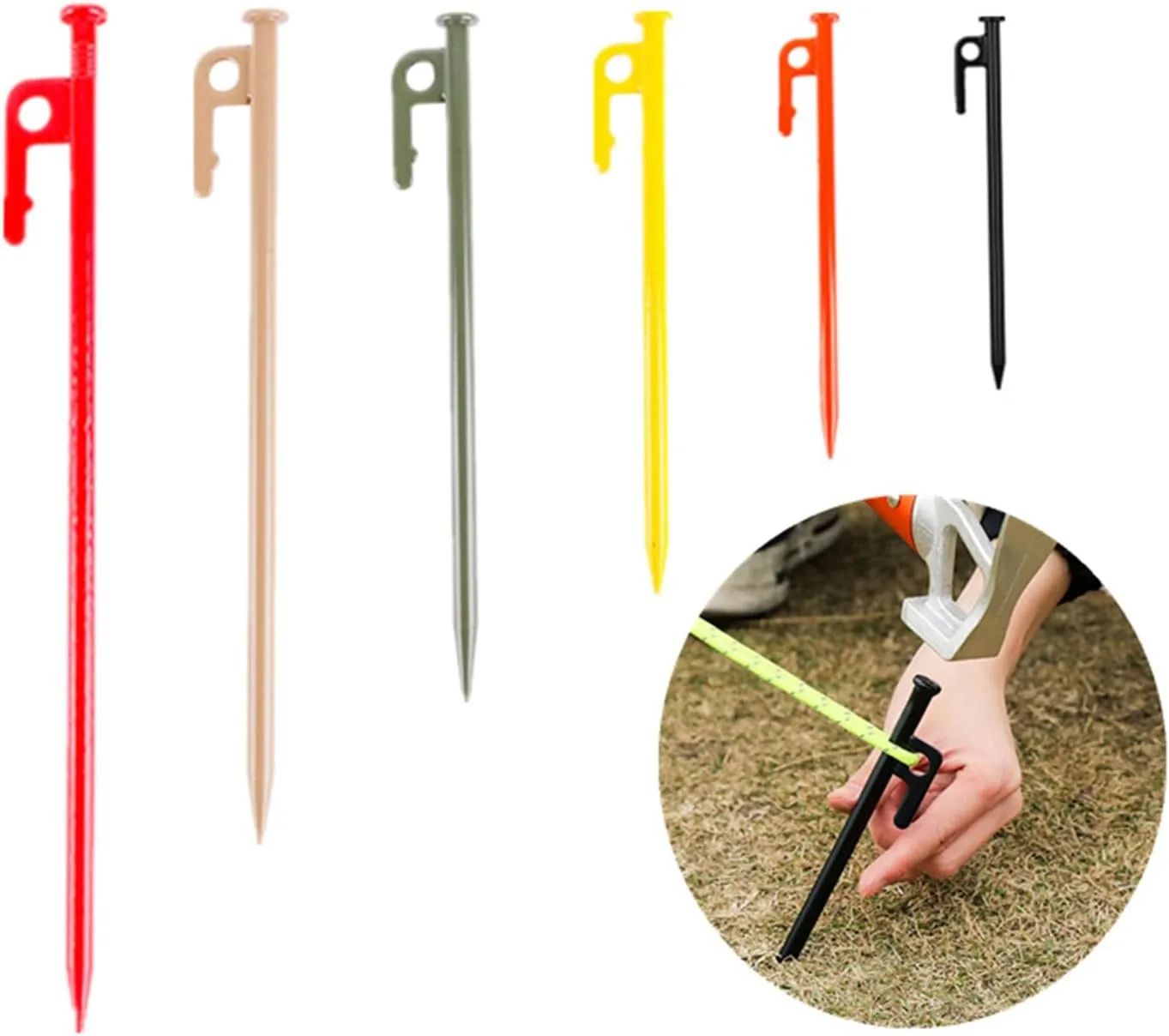 4 Pcs Heavy Duty Tent Peg Lengthen Steel Outdoor Tent Stakes Ground Stakes for Canopies Camping Hiking Beach
