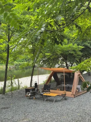 4 Person Canvas Tent with Full Rainfly&Footprint, Easy Set Up Breathable 4 Season FamilyTent for Winter Outdoor Glamping Car Camping