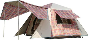 4 Person Easy Pop Up Tent, Camping Tents, Waterproof Windproof Family Tent, Instant Cabin Tent 6 Person, Tents for Camping Waterproof, Double Layer, Divided Curtain for Separated Room ( Color : Red )