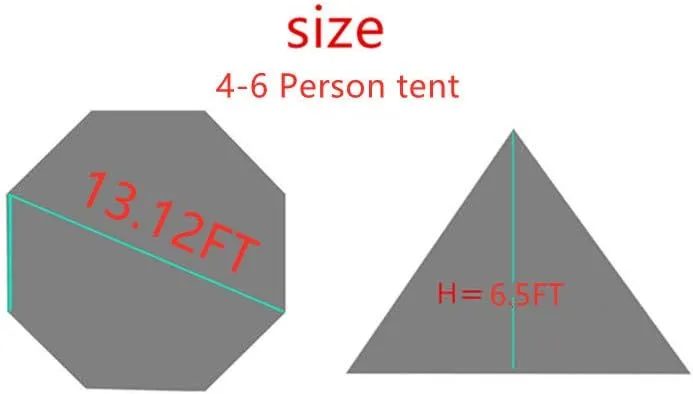 4 Person Tent for 4 Season Grey Ultralight 15D Nylon Teepee Hot Tent with Fire Retardant Stove Jack with 2 Doors