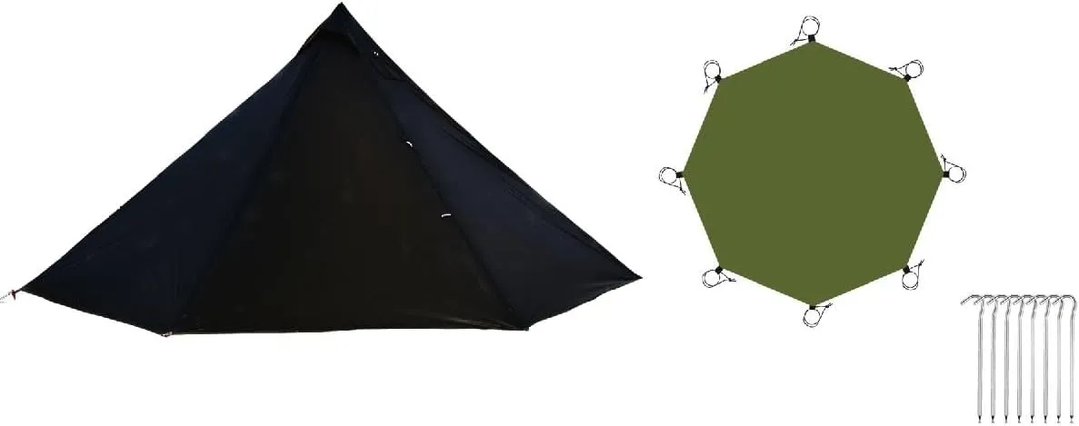 4-Person Tipi Hot Tent with Floor - The Ultimate Ultralight Shelter for Outdoor Adventures PU3000mm