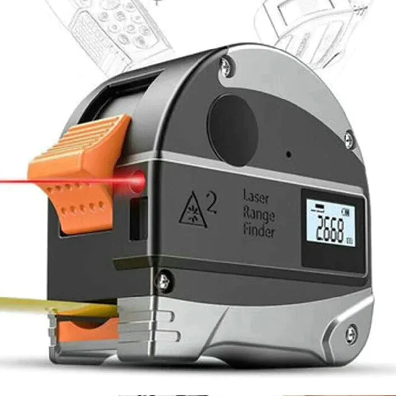 40M Laser Measuring Tape Retractable Digital Electronic Roulette Stainless Tape Measure  Multi Angle Measuring Tool