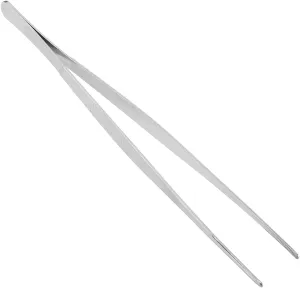 430 Stainless Steel Tweezers Straight Multi Purpose Tweezers Flat Round Tip for Succulent Plants Splinter Facial Ingrown Hairs Removal Daily Beauty Tool with Round Tip 30cm 2pcs