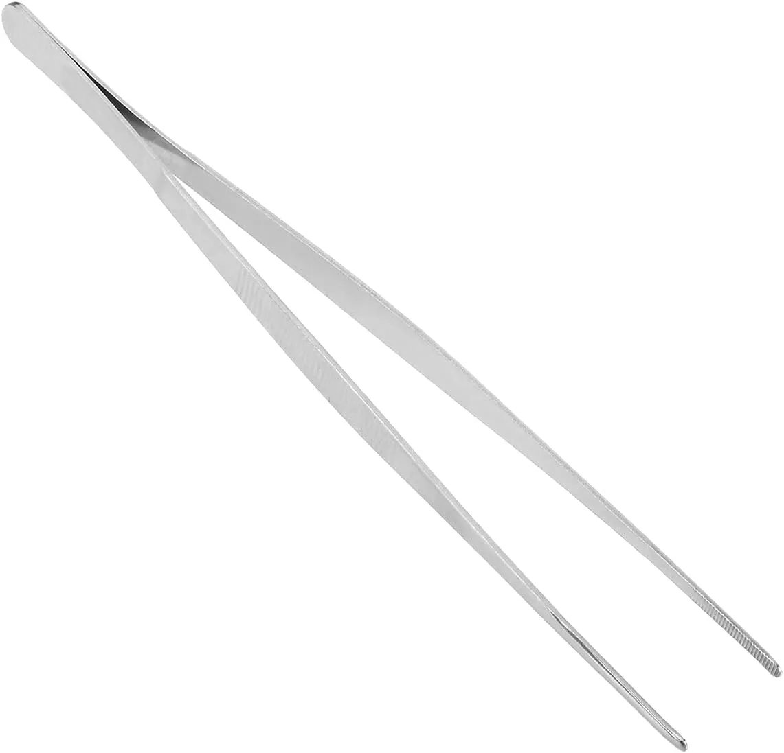 430 Stainless Steel Tweezers Straight Multi Purpose Tweezers Flat Round Tip for Succulent Plants Splinter Facial Ingrown Hairs Removal Daily Beauty Tool with Round Tip 30cm 2pcs