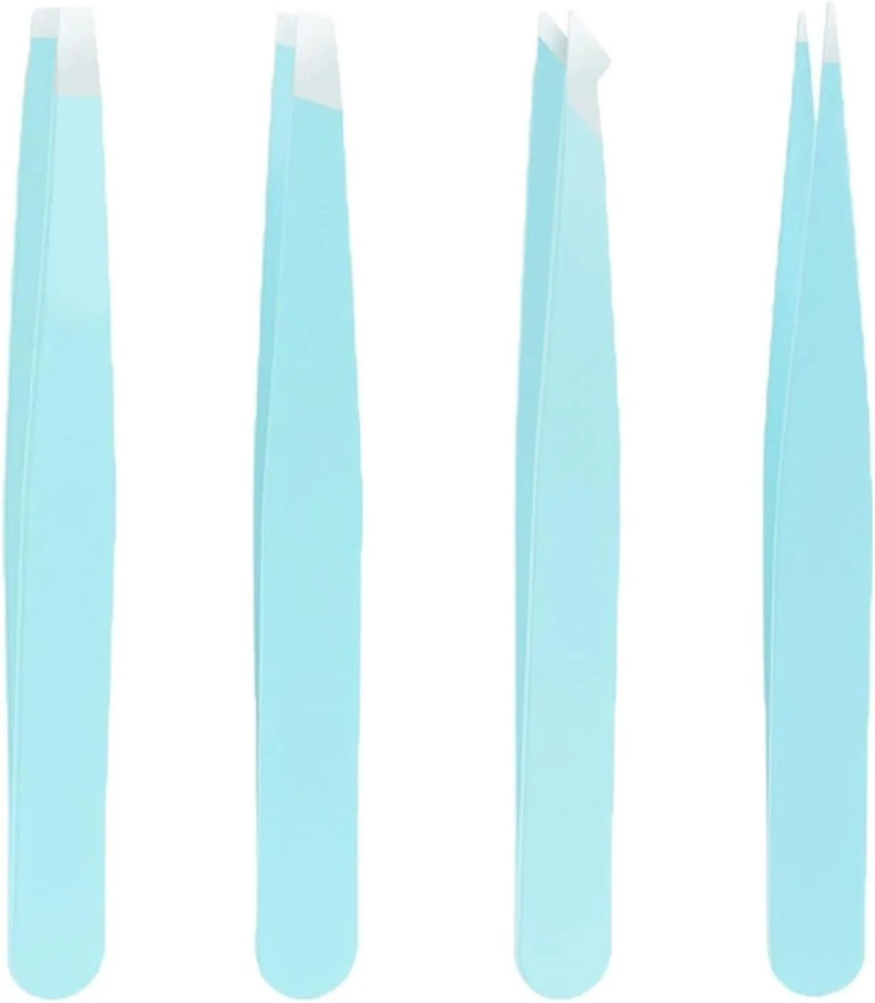 4Pcs Professional Eyebrow Tweezers Trimming Stainless Steel Slanted Eye Brow Clips Makeup Eyelash Extension Tools (Color : Yellow, Size : 1SIZE) (Blue 1SIZE)