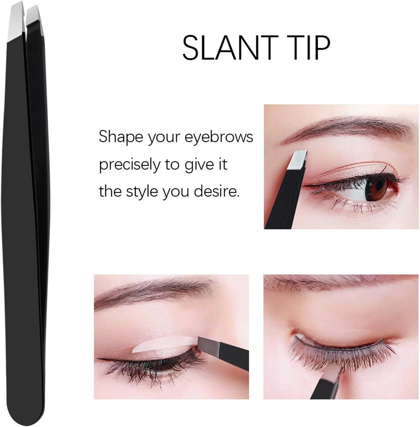 4Pcs Professional Eyebrow Tweezers Trimming Stainless Steel Slanted Eye Brow Clips Makeup Eyelash Extension Tools (Color : Yellow, Size : 1SIZE) (Blue 1SIZE)