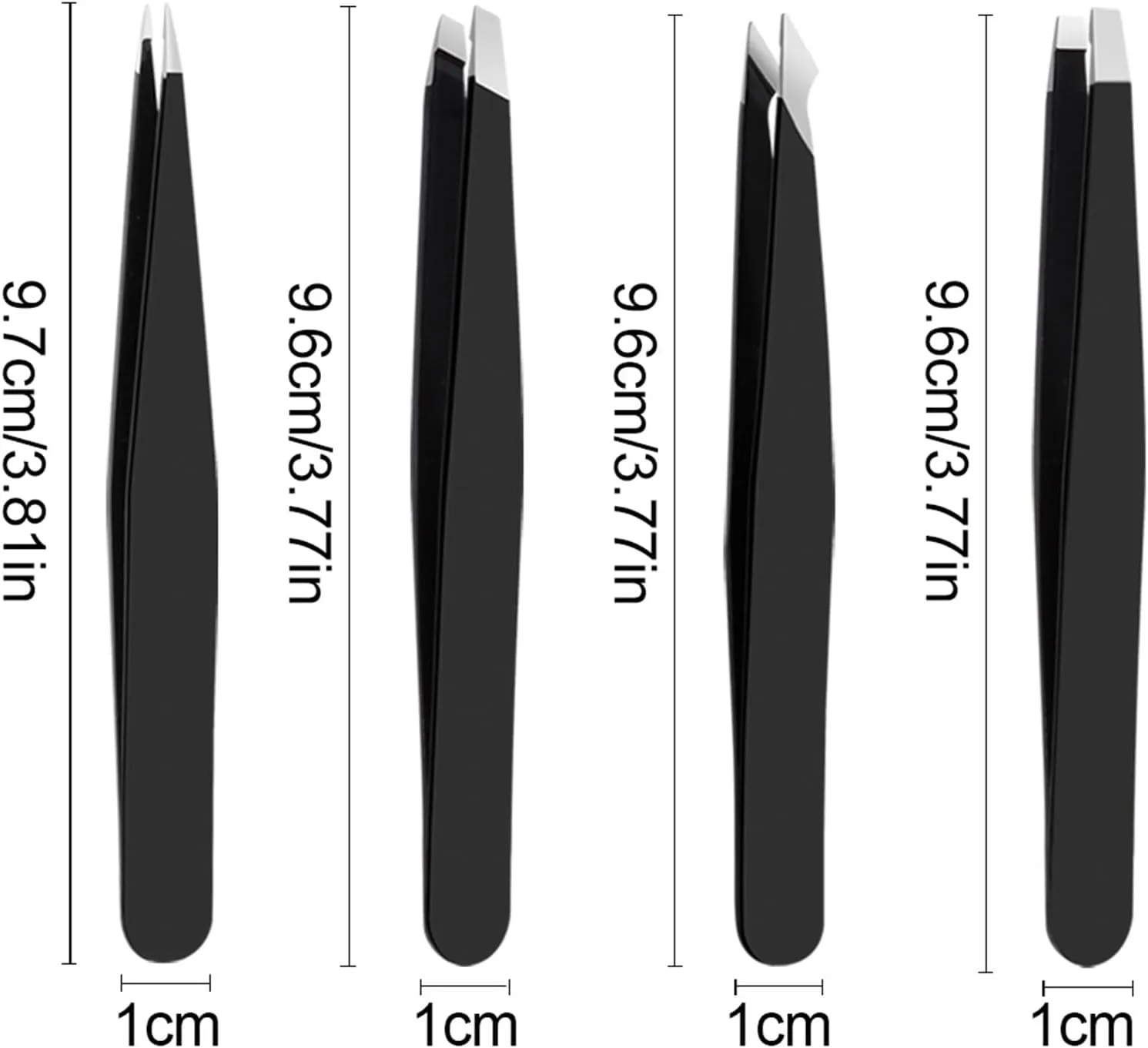 4Pcs Professional Eyebrow Tweezers Trimming Stainless Steel Slanted Eye Brow Clips Makeup Eyelash Extension Tools (Color : Yellow, Size : 1SIZE) (Blue 1SIZE)