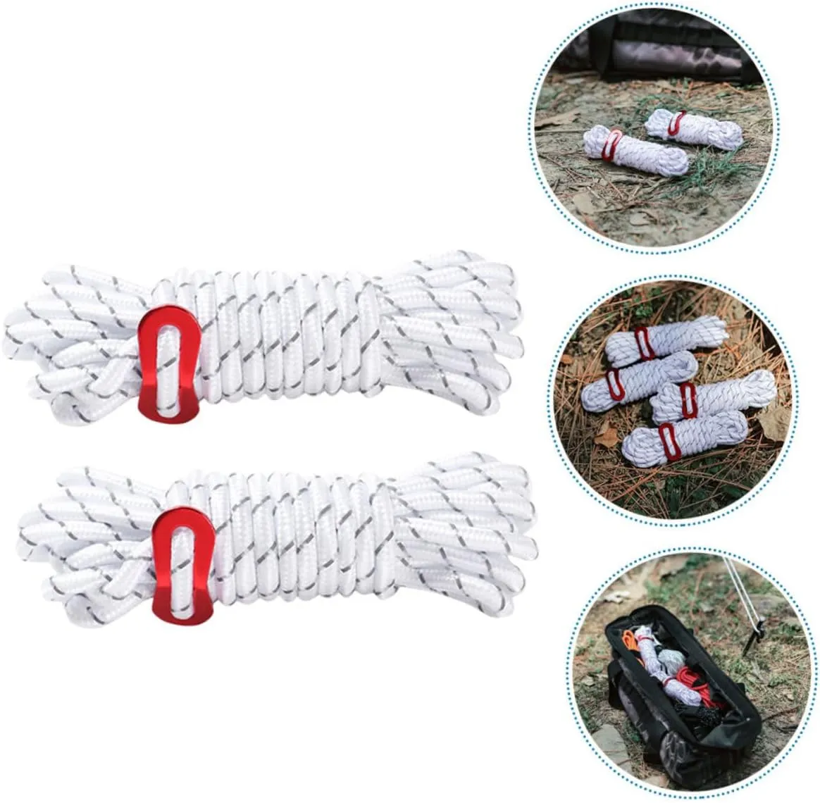 4sets Outdoor Tent Fixing Ropes Camping Tarp Tie Downs Windproof Hanging Ropes 2pcs*4