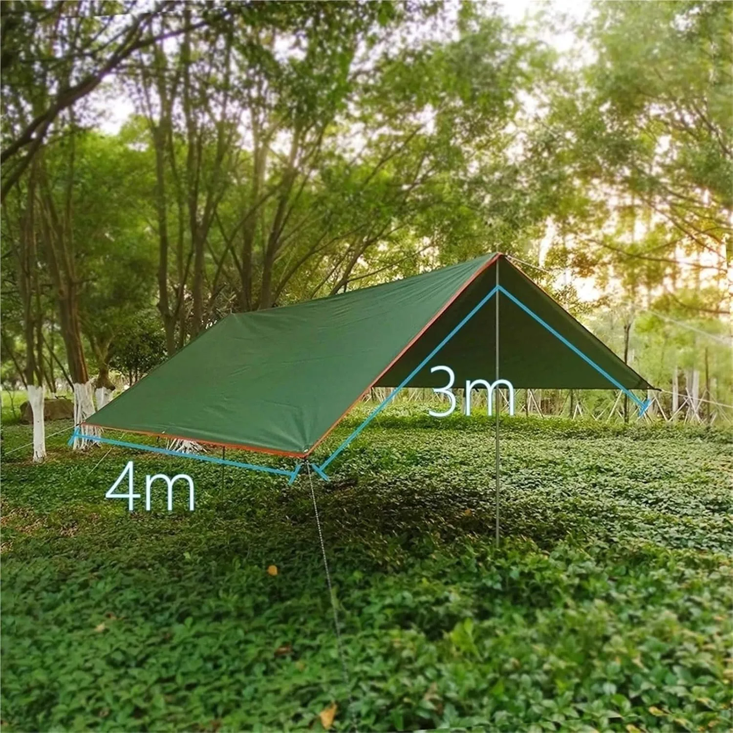 4x3m 3x3m Awning Waterproof Tarp Tent Shade Ultralight Garden Canopy Sunshade Outdoor Camping Hammock Rain Fly Beach Sun Shelter for Outdoors, Picnic(Awning Single Cloth,3x3.0m)