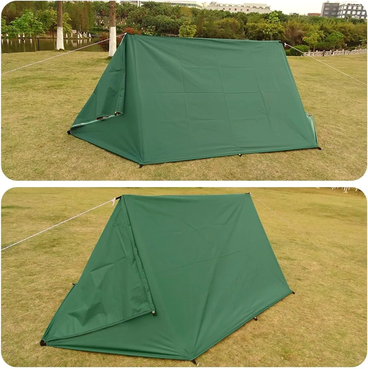 4x4m 4x3m 3x3m 19 Hang Points Tent Tarp Survival Sun Shelter Shade Canopy Outdoor Backpacking Waterproof Camping Awning Sunshade for Outdoors, Picnic(4x4m Khaki)