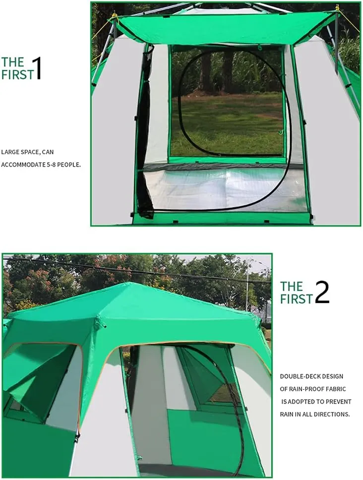 5-8 Person Camping Tent Pop Up Tent with Zipped Double Door and Carrying Bag Instant Family Tent for Outdoor Hiking Camping Beach Garden Easy Set Up (