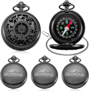 5 Pcs Groomsman Gifts for Wedding Engraved Pocket Compass Brides Man Proposal Gifts Compass Wedding for Groomsman Outdoor Hiking Camping Hunting Souvenir Travel Nautical Decorations