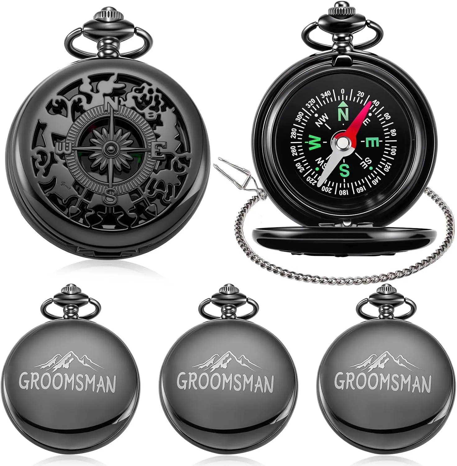 5 Pcs Groomsman Gifts for Wedding Engraved Pocket Compass Brides Man Proposal Gifts Compass Wedding for Groomsman Outdoor Hiking Camping Hunting Souvenir Travel Nautical Decorations
